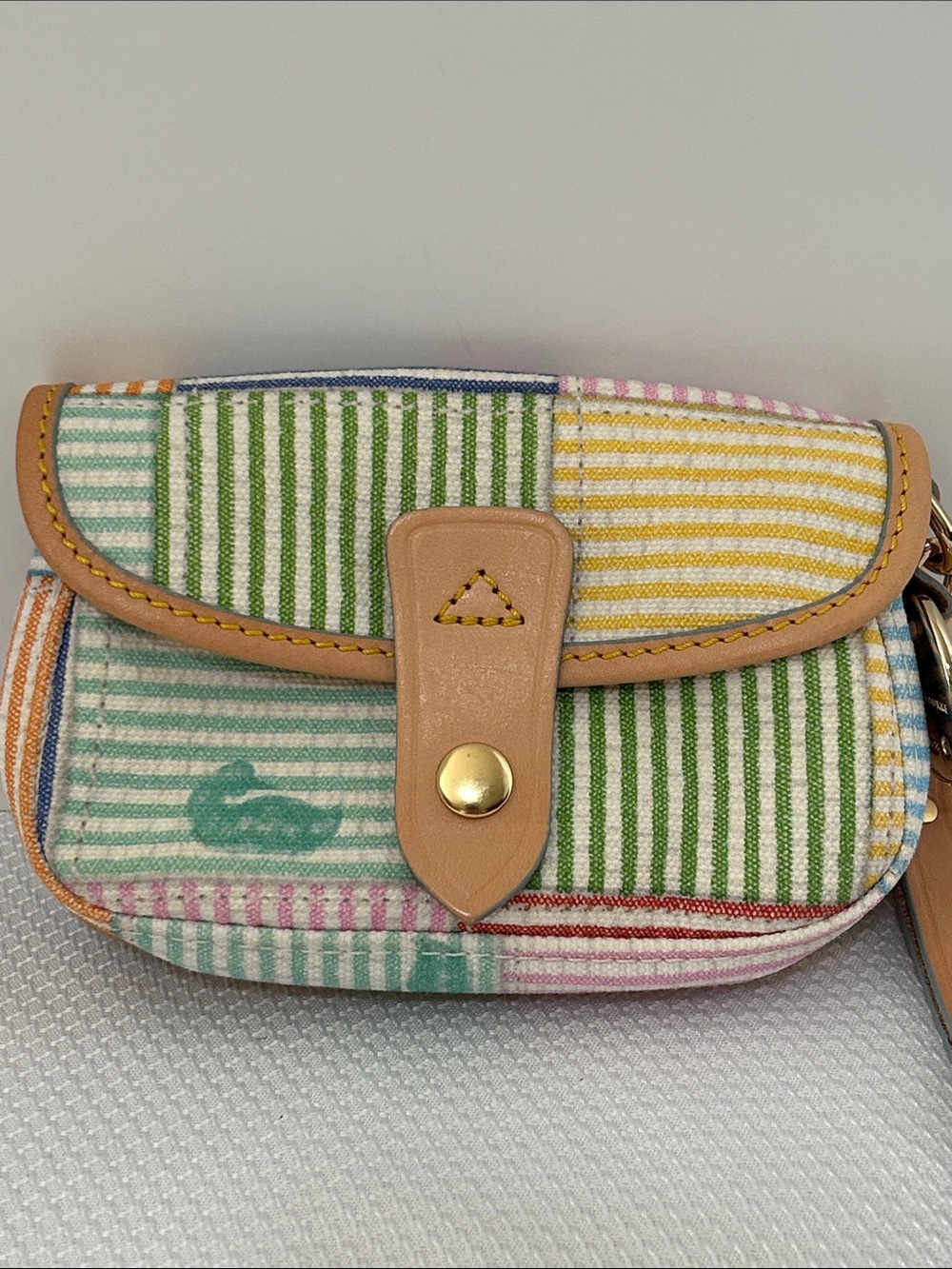 Dooney & Bourke Wristlet Multicolor Stripes Snap Closure Small Purse Wallet